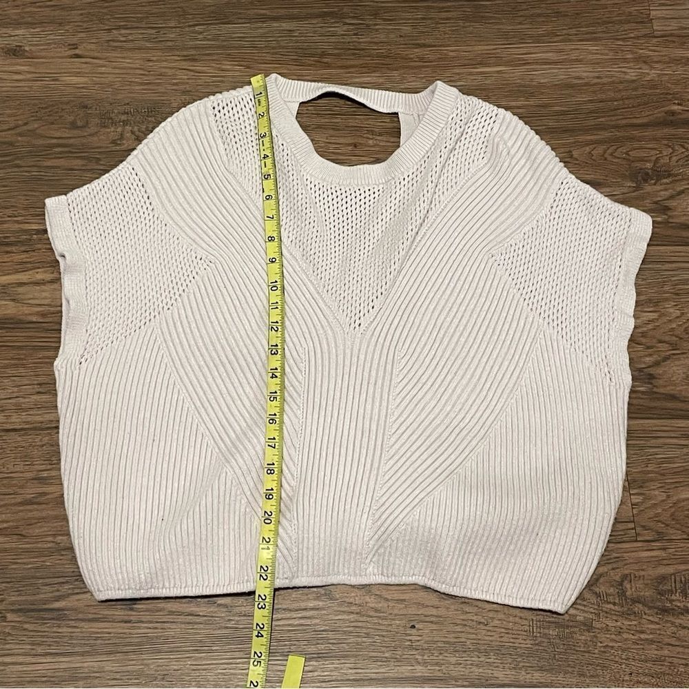 Express Asymmetrical Open Stitch Cutout Back Sleeveless Sweater Orchid Hush L - Picture 5 of 10